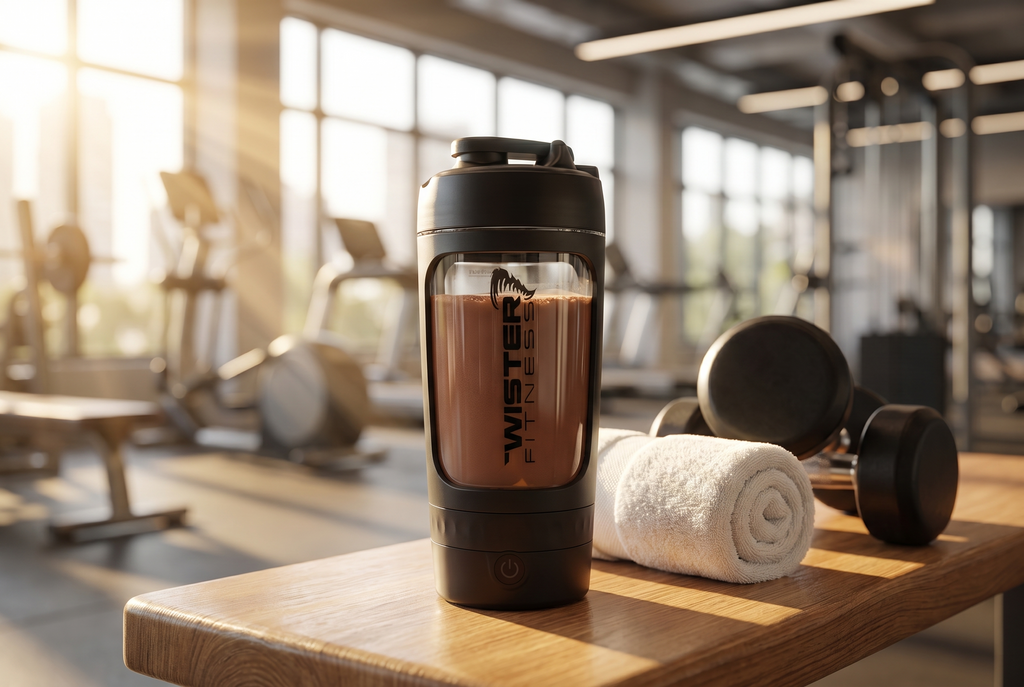 Twister Fitness PULSE black on a gym bench with dumbbells